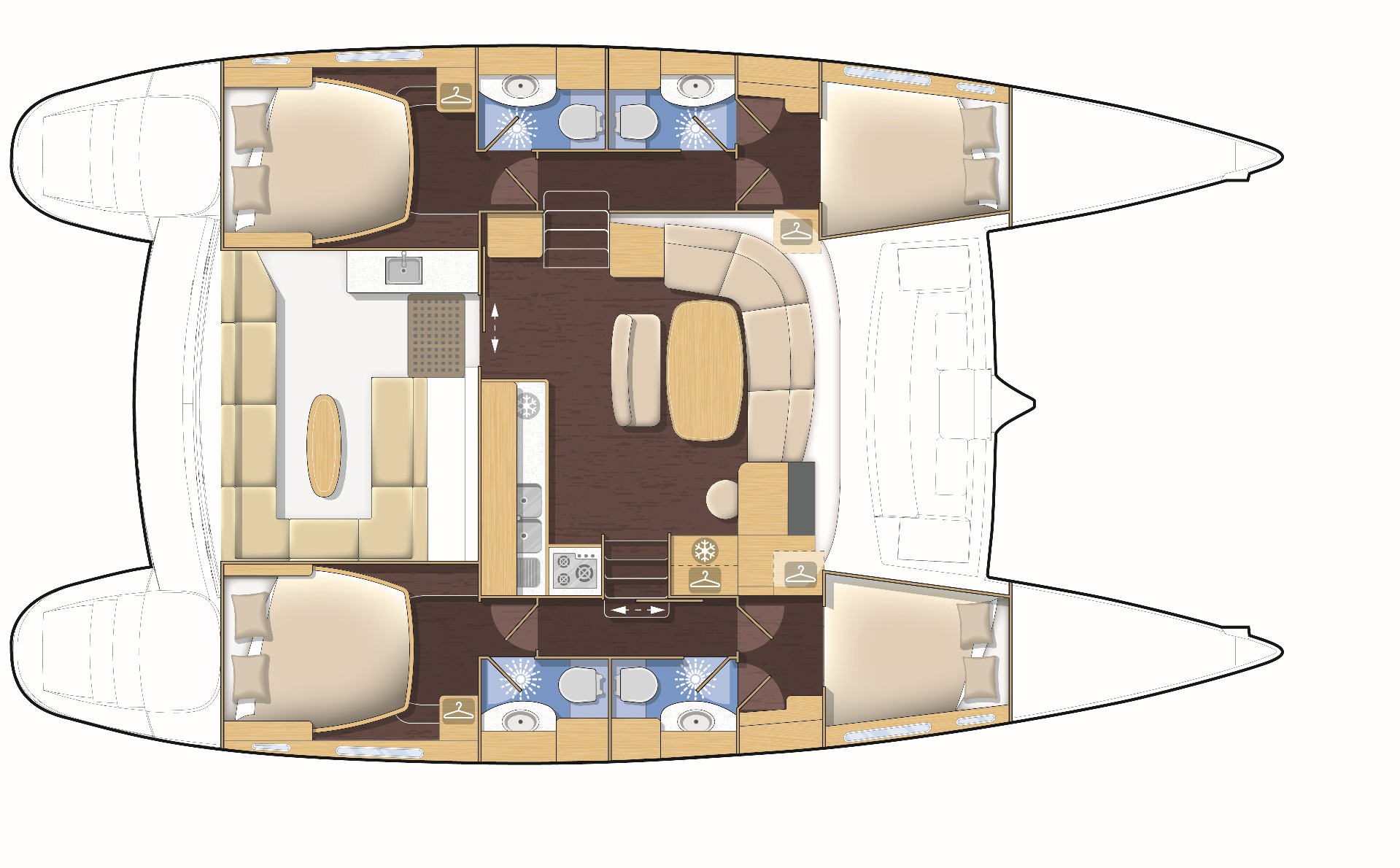 Used Sail Catamaran for Sale 2007 Lagoon 440 Layout & Accommodations